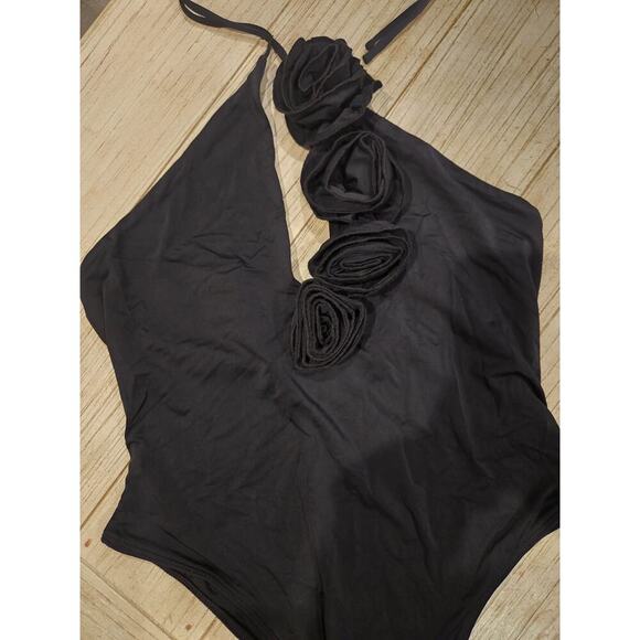 Bardot Black Floral One-Piece Swimsuit Size L - Picture 3 of 7